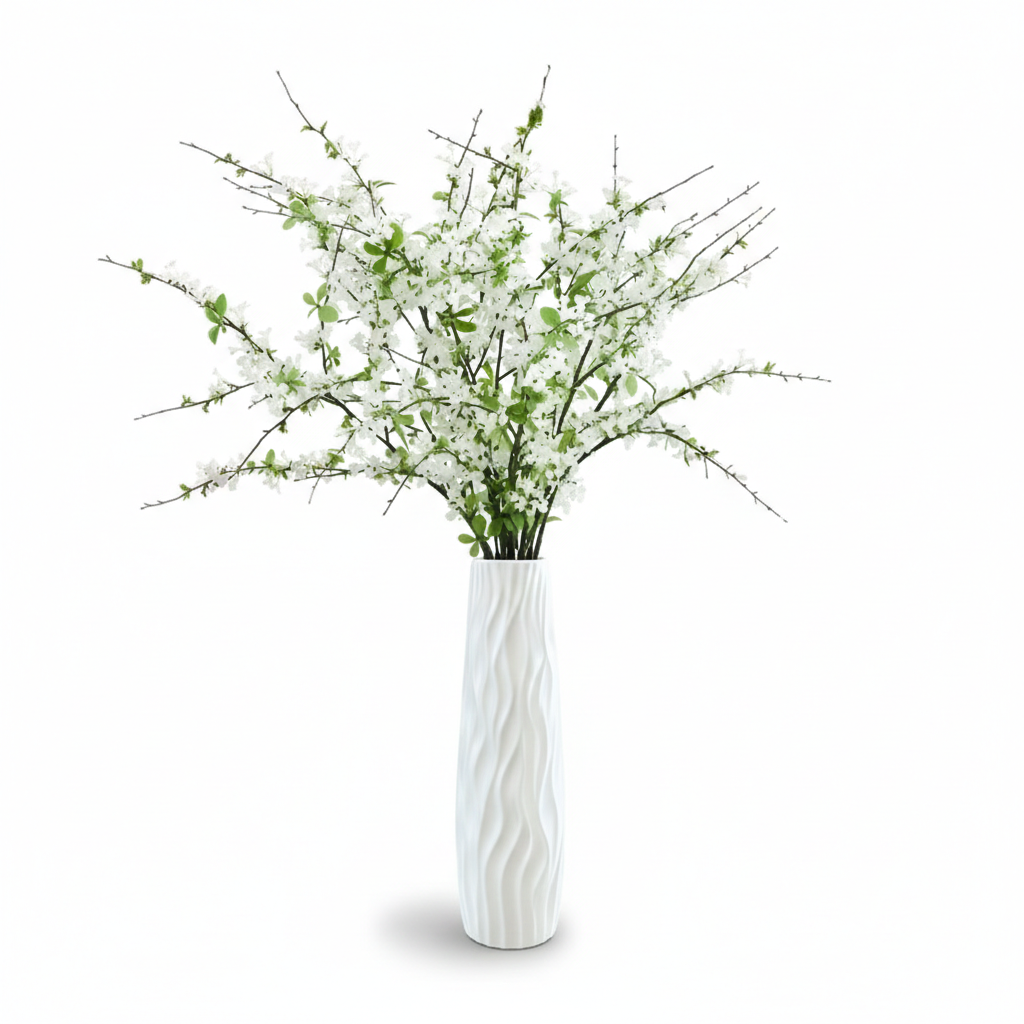 Asrry Bohemian Floor Vase – 22.8″ White Striped Decorative Vase