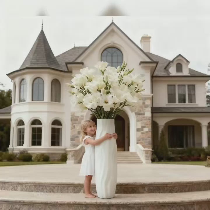 Asrry Bohemian Floor Vase – 22.8″ White Striped Decorative Vase